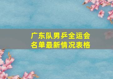 广东队男乒全运会名单最新情况表格