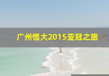 广州恒大2015亚冠之旅