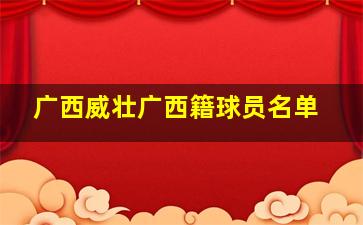 广西威壮广西籍球员名单