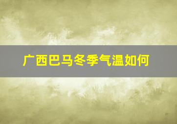 广西巴马冬季气温如何