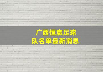 广西恒宸足球队名单最新消息