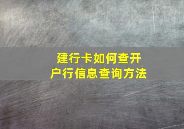 建行卡如何查开户行信息查询方法