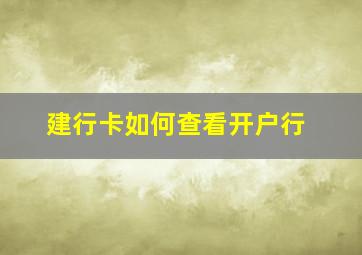 建行卡如何查看开户行