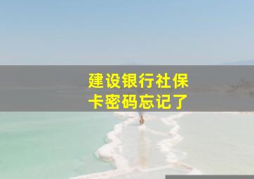 建设银行社保卡密码忘记了