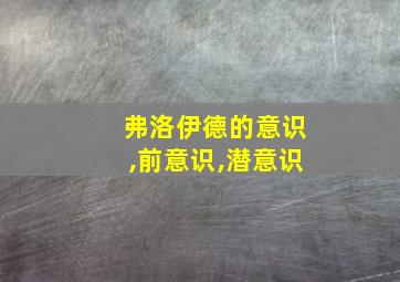 弗洛伊德的意识,前意识,潜意识