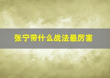 张宁带什么战法最厉害