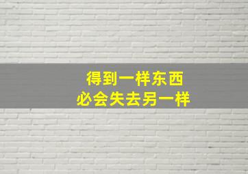 得到一样东西必会失去另一样