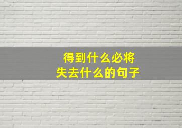 得到什么必将失去什么的句子