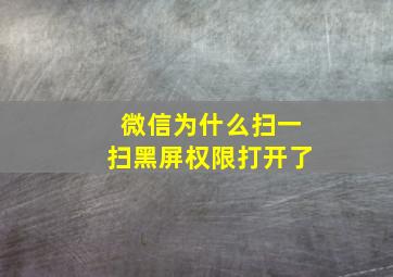 微信为什么扫一扫黑屏权限打开了