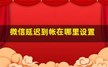 微信延迟到帐在哪里设置