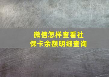 微信怎样查看社保卡余额明细查询