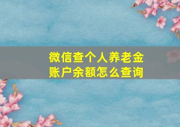 微信查个人养老金账户余额怎么查询