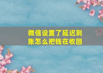 微信设置了延迟到账怎么把钱在收回