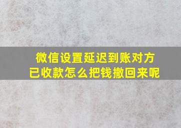 微信设置延迟到账对方已收款怎么把钱撤回来呢