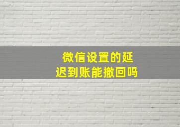 微信设置的延迟到账能撤回吗