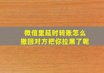 微信里延时转账怎么撤回对方把你拉黑了呢