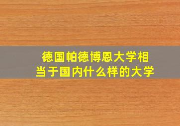 德国帕德博恩大学相当于国内什么样的大学