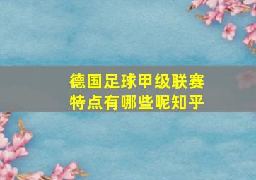 德国足球甲级联赛特点有哪些呢知乎