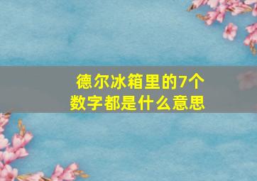 德尔冰箱里的7个数字都是什么意思