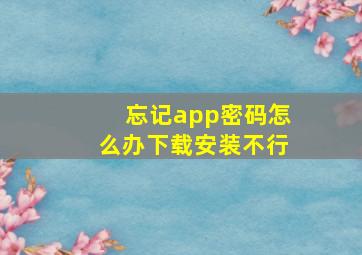 忘记app密码怎么办下载安装不行