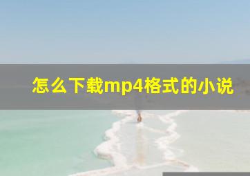 怎么下载mp4格式的小说