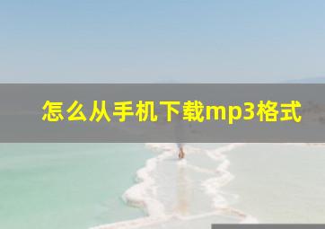 怎么从手机下载mp3格式