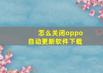 怎么关闭oppo自动更新软件下载