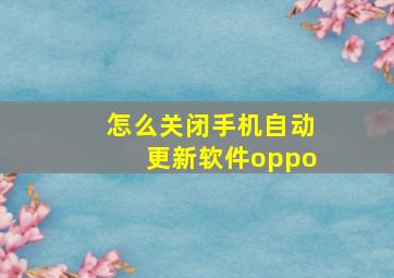 怎么关闭手机自动更新软件oppo