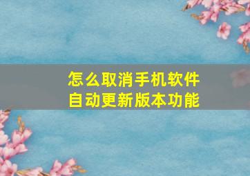 怎么取消手机软件自动更新版本功能