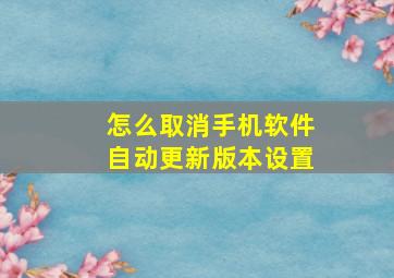 怎么取消手机软件自动更新版本设置