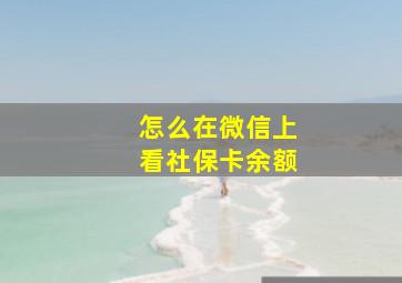 怎么在微信上看社保卡余额