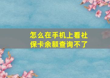 怎么在手机上看社保卡余额查询不了