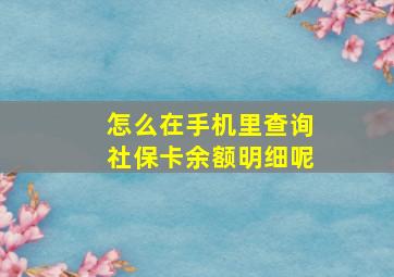 怎么在手机里查询社保卡余额明细呢