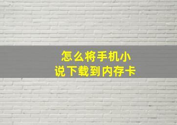 怎么将手机小说下载到内存卡