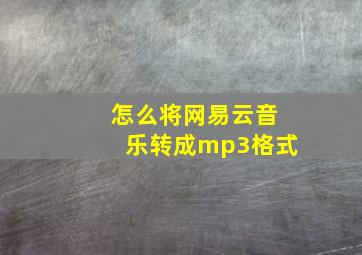 怎么将网易云音乐转成mp3格式