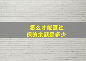 怎么才能查社保的余额是多少