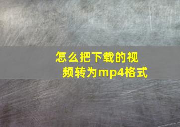 怎么把下载的视频转为mp4格式