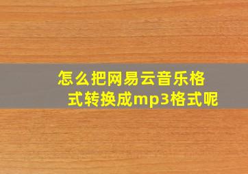 怎么把网易云音乐格式转换成mp3格式呢