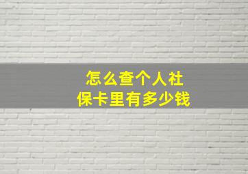 怎么查个人社保卡里有多少钱