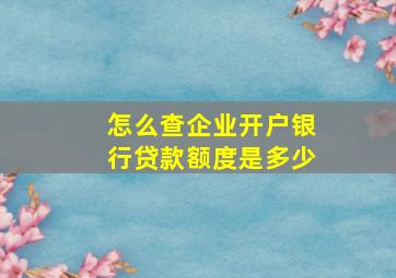 怎么查企业开户银行贷款额度是多少