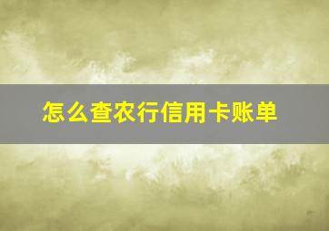 怎么查农行信用卡账单