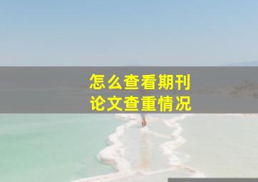 怎么查看期刊论文查重情况