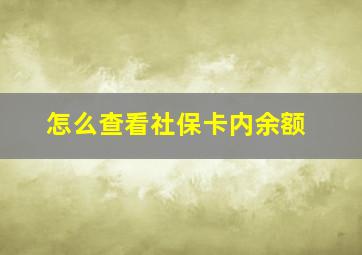 怎么查看社保卡内余额