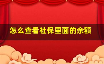 怎么查看社保里面的余额