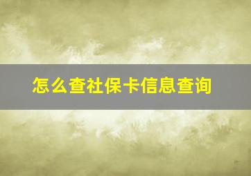 怎么查社保卡信息查询