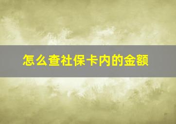 怎么查社保卡内的金额