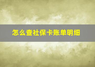 怎么查社保卡账单明细