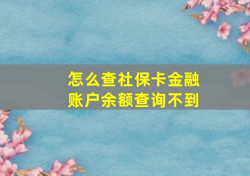 怎么查社保卡金融账户余额查询不到