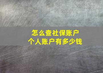 怎么查社保账户个人账户有多少钱