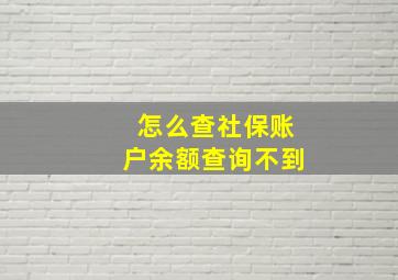 怎么查社保账户余额查询不到